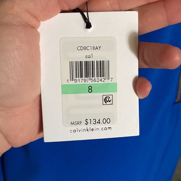 Calvin Klein Blue Long Split Sleeve Sheath Dress - Picture 6 of 7